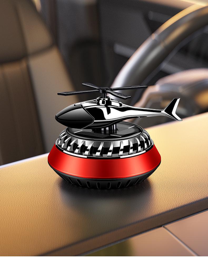 Solar-Powered Rotating Car Air Freshener - Helicopter & Airplane Aromatic Ornament for Car Interior Decoration