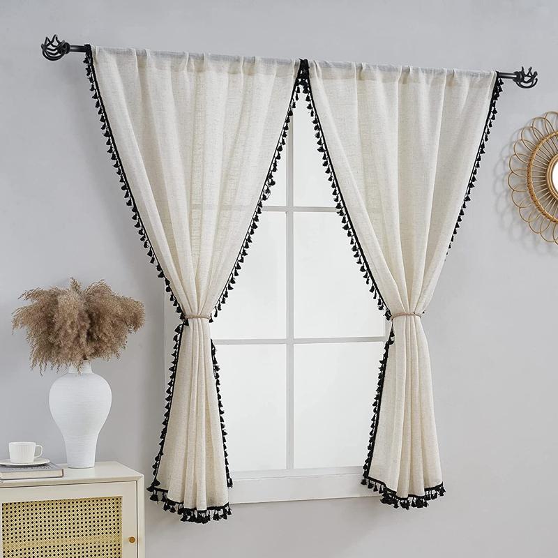 Japan Style Plain Semi-shading Bedroom Living Room Curtains Polyester Linen Flax Blend Country Vintage Cloth Art Decor Curtain