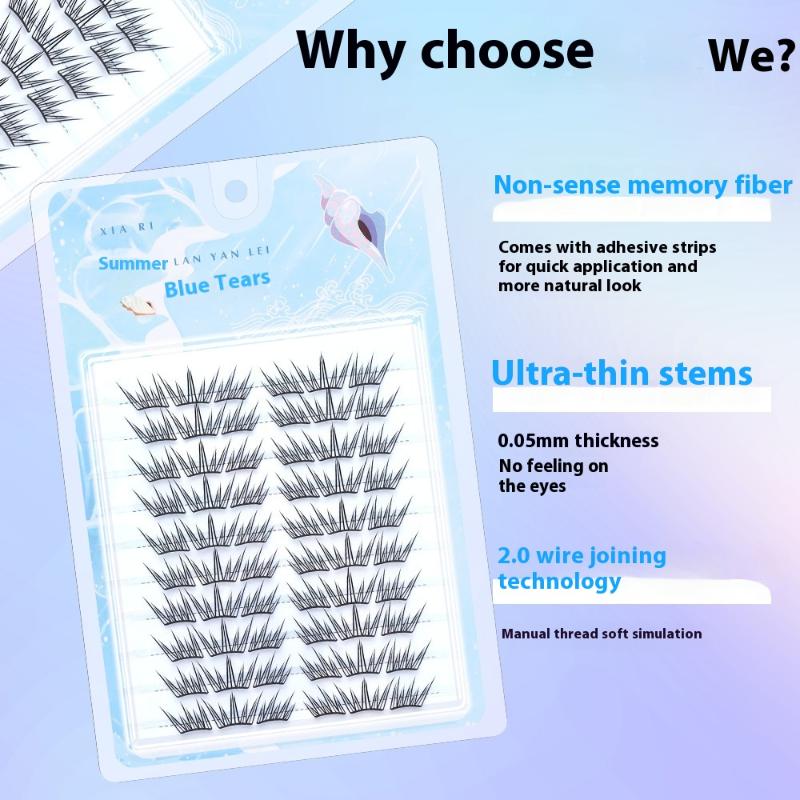 10 Rows Voluminous Glue-Free False Eyelashes 5D Fluffy Thick False Apply Extension Natural Lash Easy Segmented Curling Eyelashes