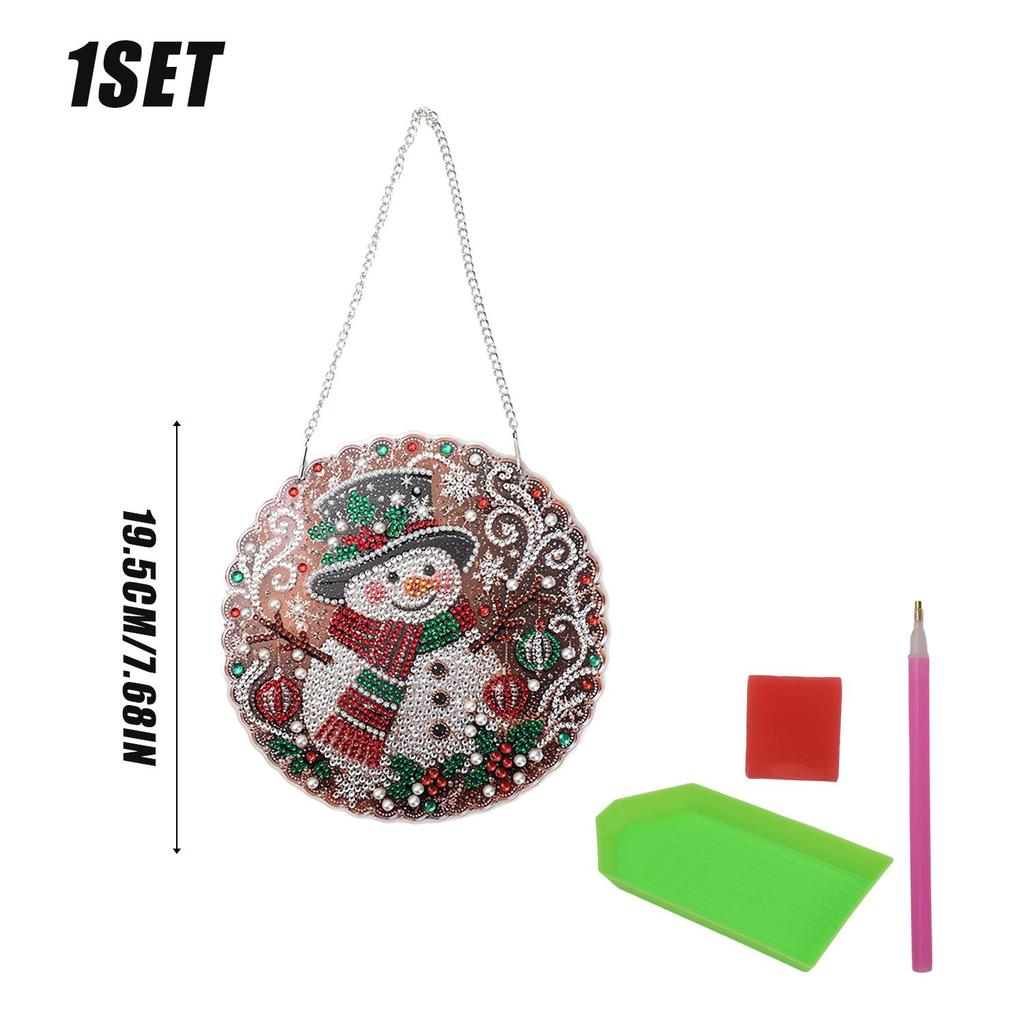 Pearl Diamond Painting Pendant 2D Flat Pearl Bead Crafts DIY Handmade Christmas Decor Hanging Santa Claus Christmas Tree Pattern