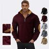 Herren Quarter Zip Sweatshirt Kontrastfarbener Kragen Ellbogenflicken Pullover Lässig Locker Leichtes Fleece Oberteil Für Den Täglichen Gebrauch