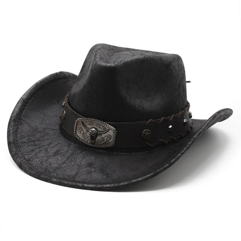 Punk Cowboy Hat Woman Men Windproof Cowboy Hat Western Style Photography Hat