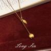 20 Gold Brushed Ball Necklace, High-End Fine Flash Autumn And Winter Sweater Chain, Women'S Niche Light Luxury