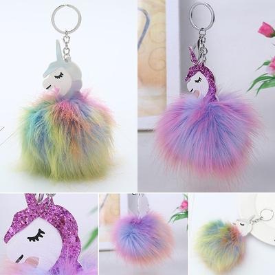 Keychain Pendant Women Car Fluffy Fur Keychain Bag Hang Jewelry Girl Keychain Women Keychain