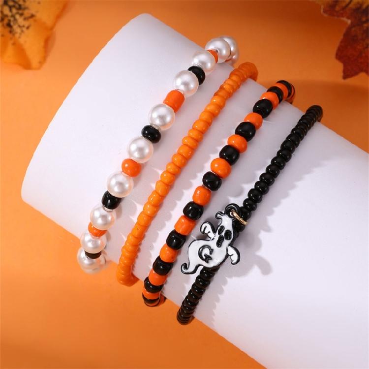 Rice Beaded Bracelet for Women Men Halloween Hip Hop Bracelets Set Jewelry Gift