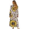 Long Sleeve Casual Daily Dress Ladies Patchwork Hem Midi Dress