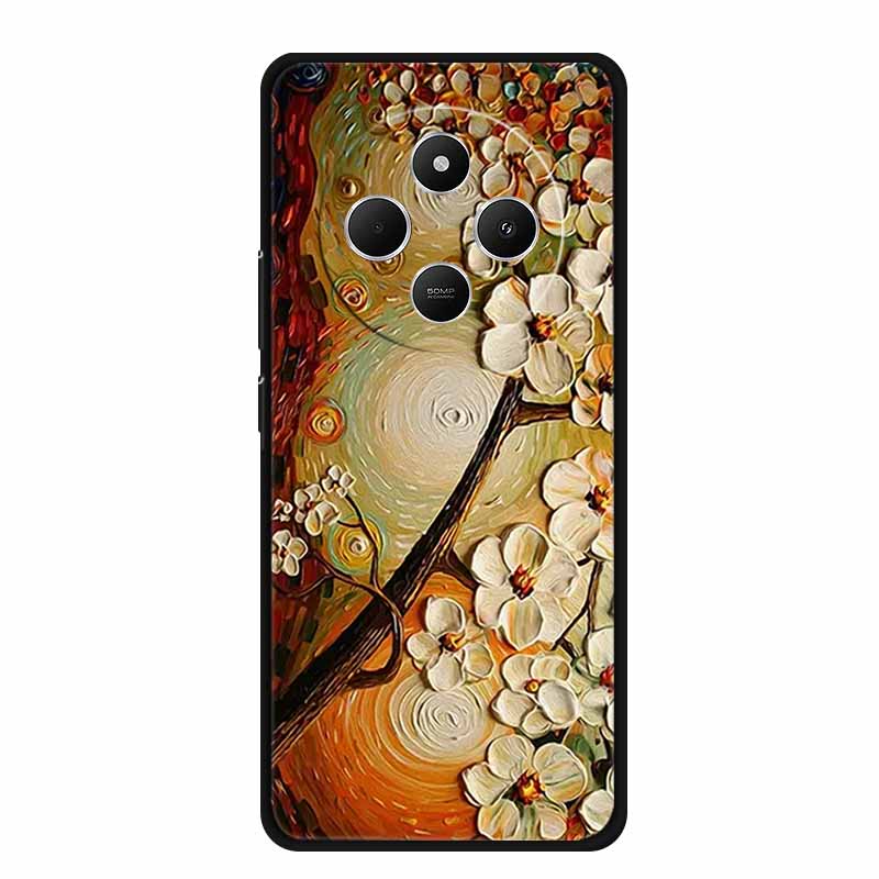 3D Emboss Case For Vivo Y300 Pro 5G Phone Case Relief Flowers Soft Silicone Coque For Vivo Y300 Pro Back Cover Case Funda Shell