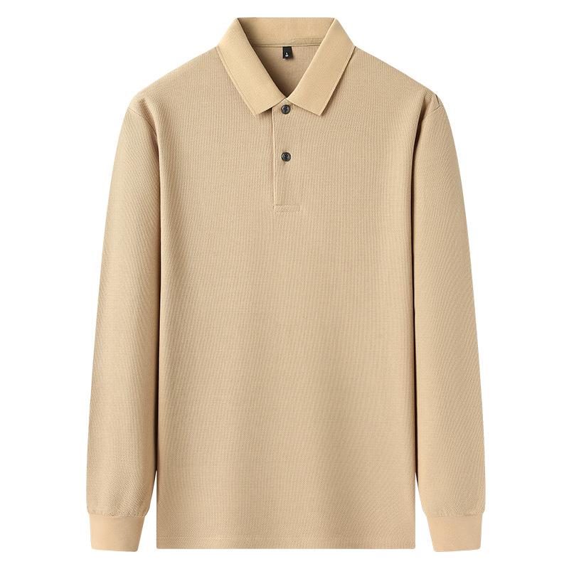 Spring and Autumn Men's Long Sleeve T-Shirt Casual Cotton Polo Shirt Men's Lapel High Sense Leading Clothes High-end