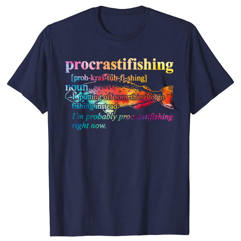 Procrastifishing T-Shirt Lustiges Angelgeschenk für Papa Opa Angler Fisch Grafik Bedrucktes T-Shirt Lässige Streetwear Mode T-Shirts