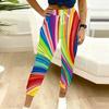 Summer Ladies Radiation Tie Dye Printed Sweatpants Loose Fit Drawstring Joggers Elastic Cuff Daily Casual Pants