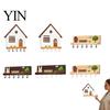Wall Storage for Keys Mounted Wooden Key Holder, 5 Hooks Shelf, Dual Adhesive Entryway Hook Installation Options Organizer Kitchen And Living