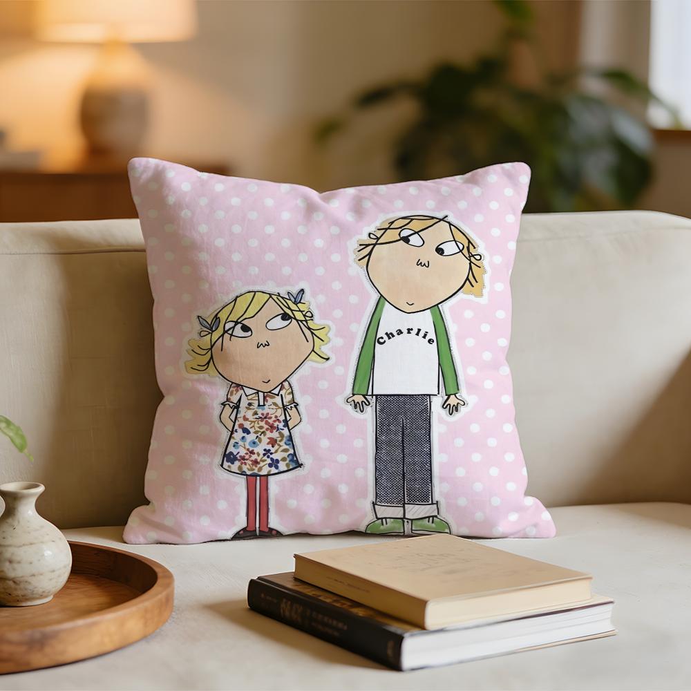

Anime Charlie and Lola Cushion Cover Short plush pillowcase for bed sofa carwashable 30x30cm