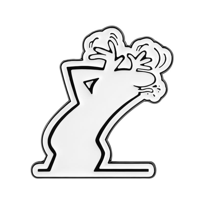 Fun Emotion Figure Enamel Pin Simple Outline Goofy Gesture Line Alloy Brooches Lapel Fashion Badge Jewelry Gift For Friends