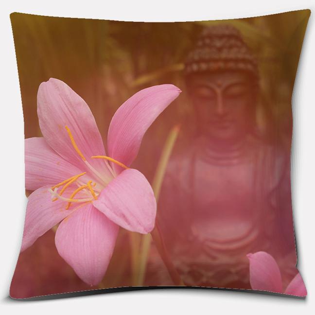 Buddha Zen Stone Flower Series Pillow Gift Home Office Decoration Bedroom Sofa Car Cushion Cover 45x45cm40x40cm