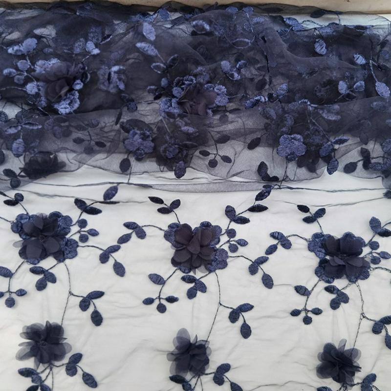 

1 ярд 3D вышивка цветами Ткань Прозрачная Цветочная Сетчатая Тюль Дизайнерская Ткань Для шитья DIY Модная Одежда Фон Декор 1Yard