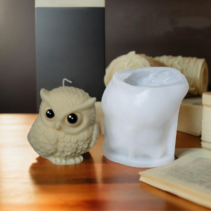 Flexible Silicone Mold Realistic Owl Figurine Candle Crafting Mould Animal Theme Epoxy Resin Mold for Handmade Crafts