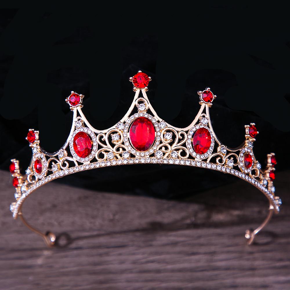 DIEZI Luxury Elegant AB Crystal Crown Hair Accessories Tiara For Women Party Red Purple Rhinestone Bridal Crown New Hair Zircon