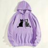 Ladies Spring Autumn Casual Hooded Long Sleeve Big Pocket Halloween Skull Cat Printed Pullover Hoodies Sweatshirt Top