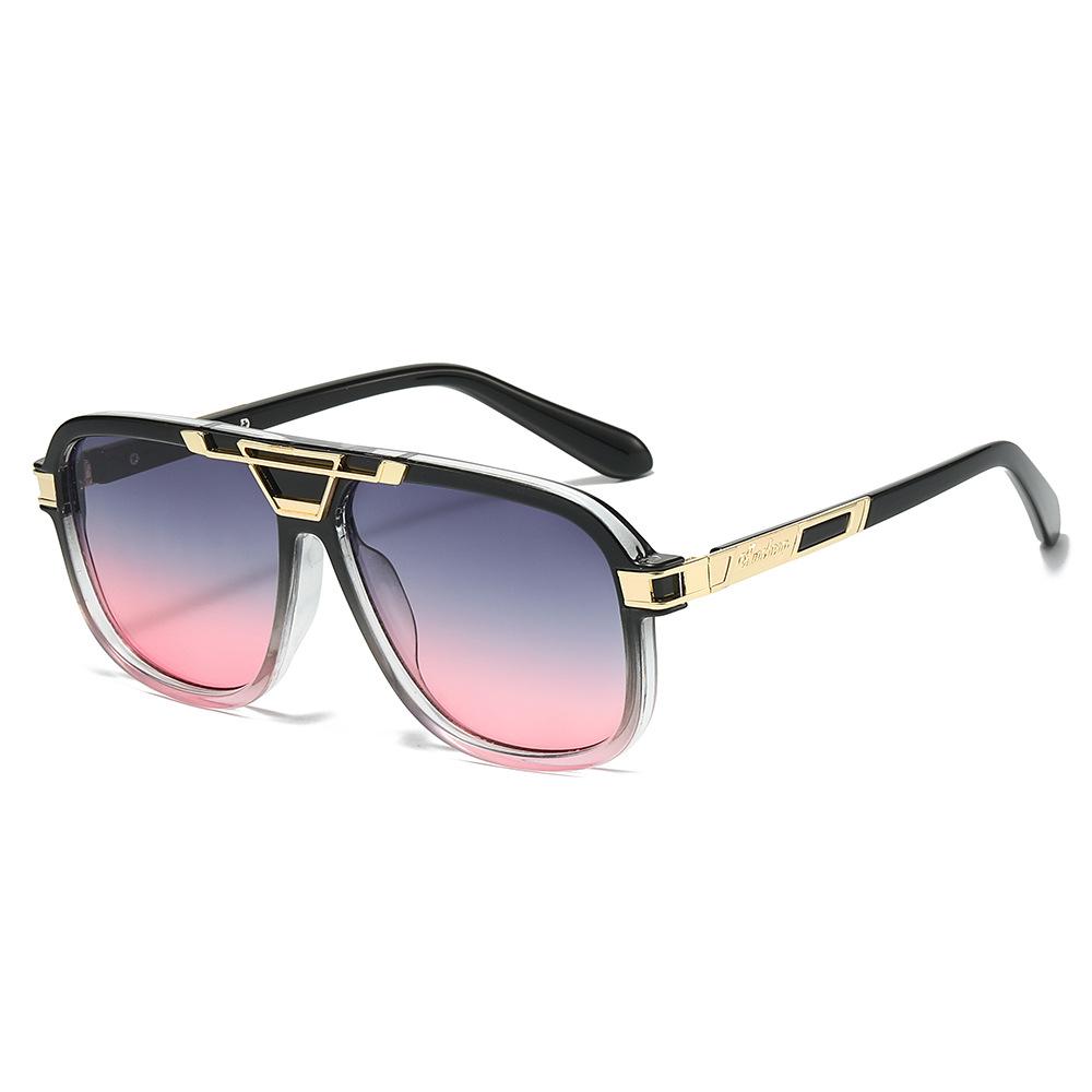 New Luxury Leopard Gradient Square Women Sunglasses Retro Brand Metal Inlay Design Trendy Personality Men Sun Glasses UV400