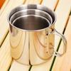 304 Rostfritt Stål Hopfällbart Handtag Campingmugg Bärbar Vikbar Mug för Vandring, Ryggsäcksvandring och Utomhus Överlevnadsutrustning