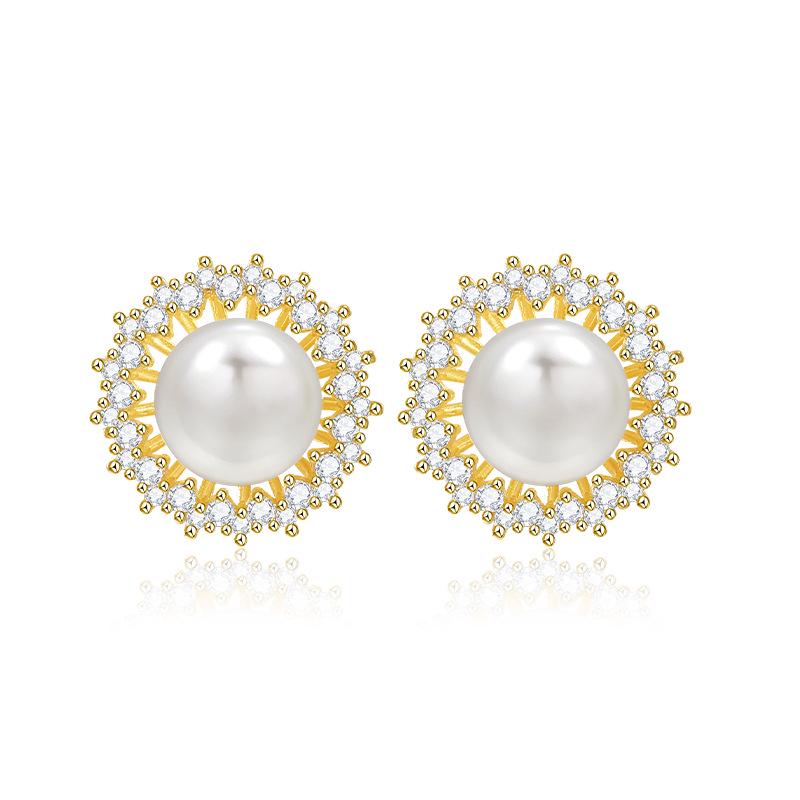 Shining Pearl Copper Alloy Earrings: Light Luxury, High-End Gold-Plated with Strong Color Retention