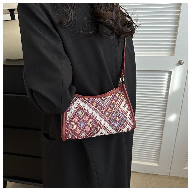 Ethnic Style Armpit Bag Autumn New Style Western-style Single Shoulder Diagonal Cross Hand-held Women's Small Square Bag
