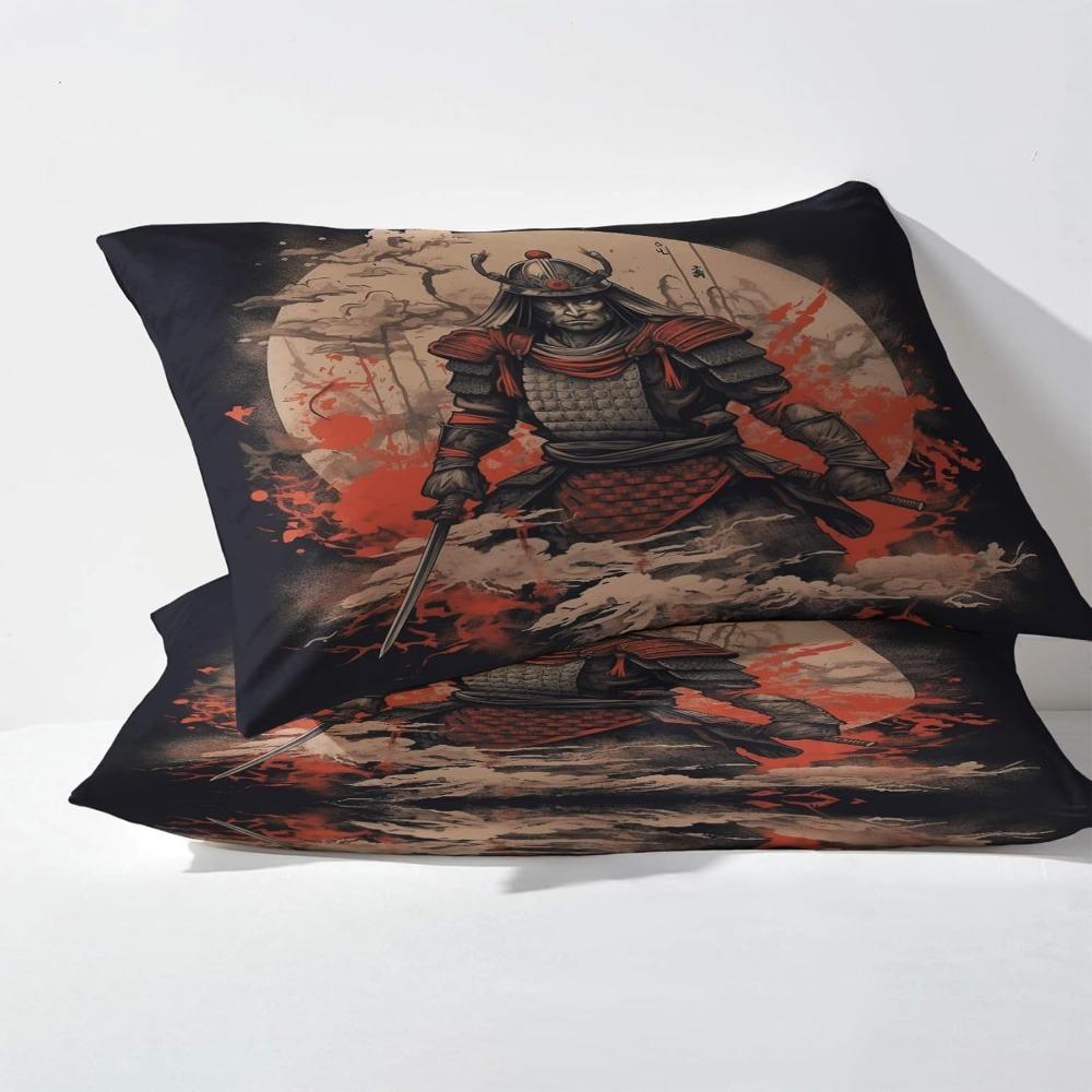 Samurai Bed Linen,Microfibre Bedding Sets, Children's Bed Linen with Zip Room Decor  Duvet Cover  for Teenagers  adult 3-Piece