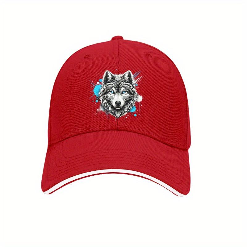 Wolf Graphic Print Baseball Cap Cotton Adjustable Casual Outdoor Sun Protection Dad Hat Unisex