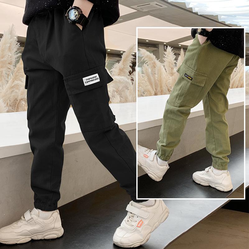 Pantalones de Trabajo para Niños - Estilo Primavera/Otoño Pantalones Casuales y Versátiles para Niños Mayores Pantalones con Puño