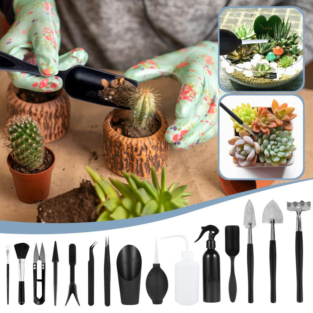 Succulent Tool Set, 16 Gardening Tools Succulent Kit With Potting Tarp Pad, Succulent Kit For Indoor And Outdoor Miniature Garden Plant Care