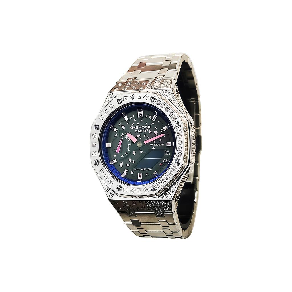 Casio Men Liquid Crystal,Analog Dual Display Series 44mm Blue Watch GA-2100-1A1(Watch3--)