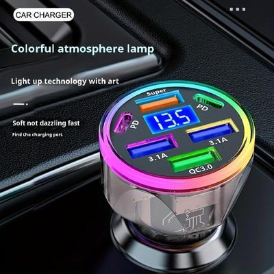 6-Port 66W Fast Car Charger - Rapid Mobile Phone Charging Adapter with 12V-24V Power Conversion Plug for Car Electronics Accessories