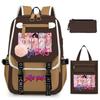 Sac à dos décontracté pour étudiant imprimé K-Pop Anime Dessin animé Sac fourre-tout tendance Trousse à crayons Ensemble
