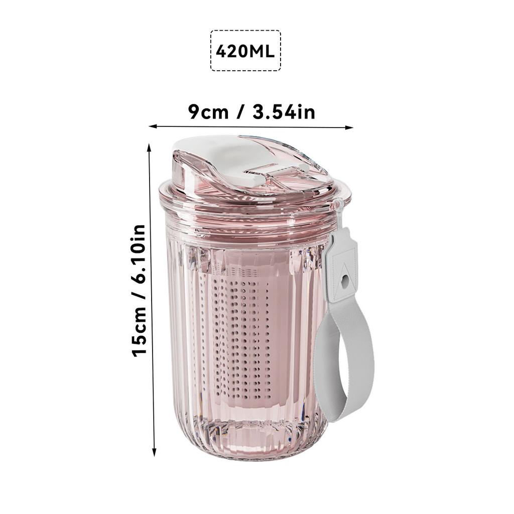 Portable Transparent Plastic Water Bottle With Tea Strainer&Rope Travel Sport Drinking Cup Heat-Resistant Drinkware