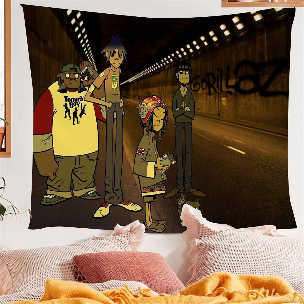 Virtual Rock Band Gorillaz Music Anime Tapestry Hanging Tarot Hippie Wall Rugs Dorm Home Decor