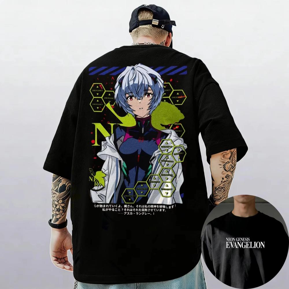 2026 Summer Neon Genesis Evangelion Ayanami Rei Asuka Classic Style Short Sleeve T-shirt Men Women Parent-Child Cotton Tee Tops