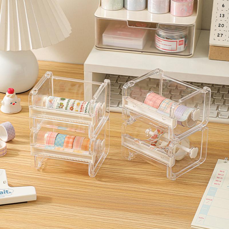 Creative Washi Tape Cutter Set Tape Tool Transparent Tape Holder Tape Dispenser School Supplies Office Stationery For Student
