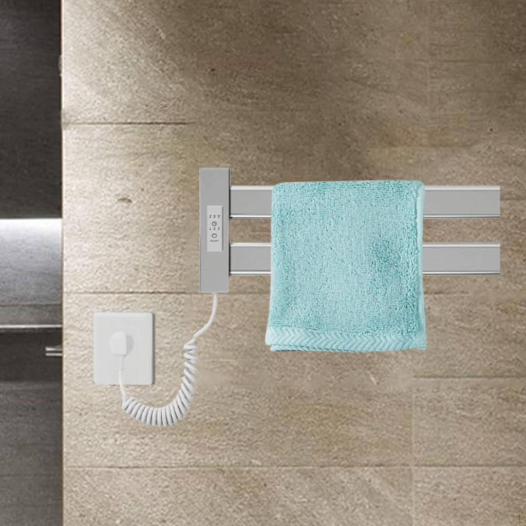 Electric Heated Towel Rack Smart Temperature Control Warming for Shower Black