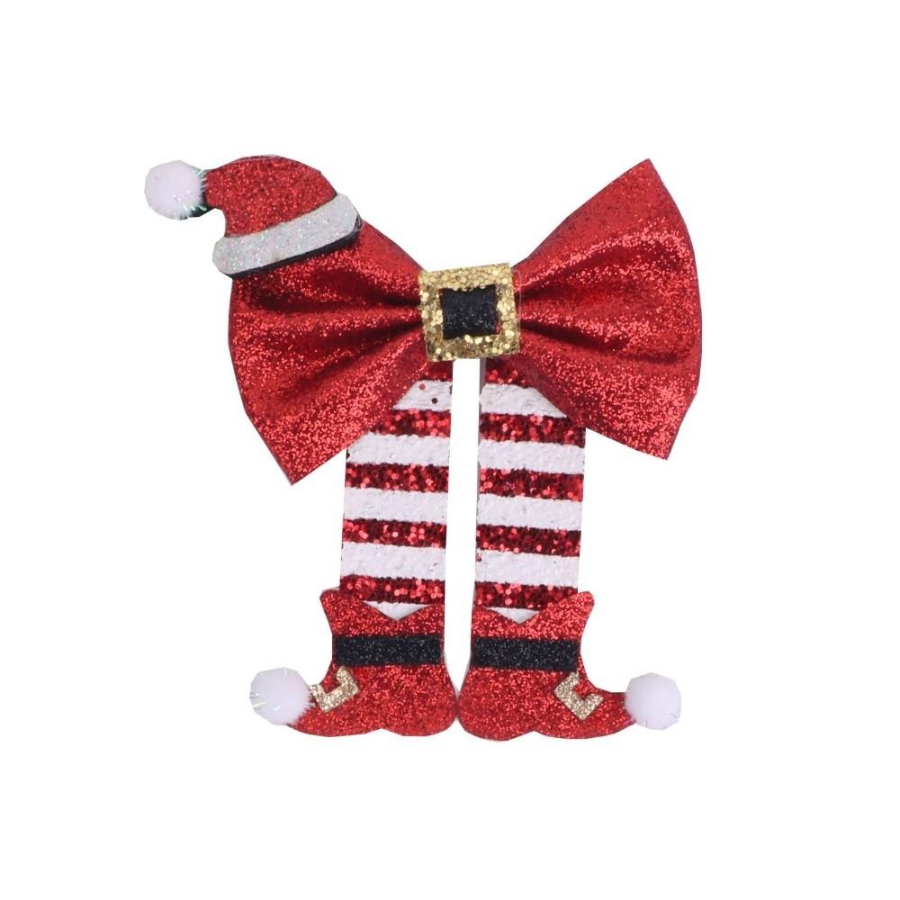 Sequin Christmas Bow Hair Clip Red Bow Side Clip Barrette Christmas Boot Hair Clip Women Girls