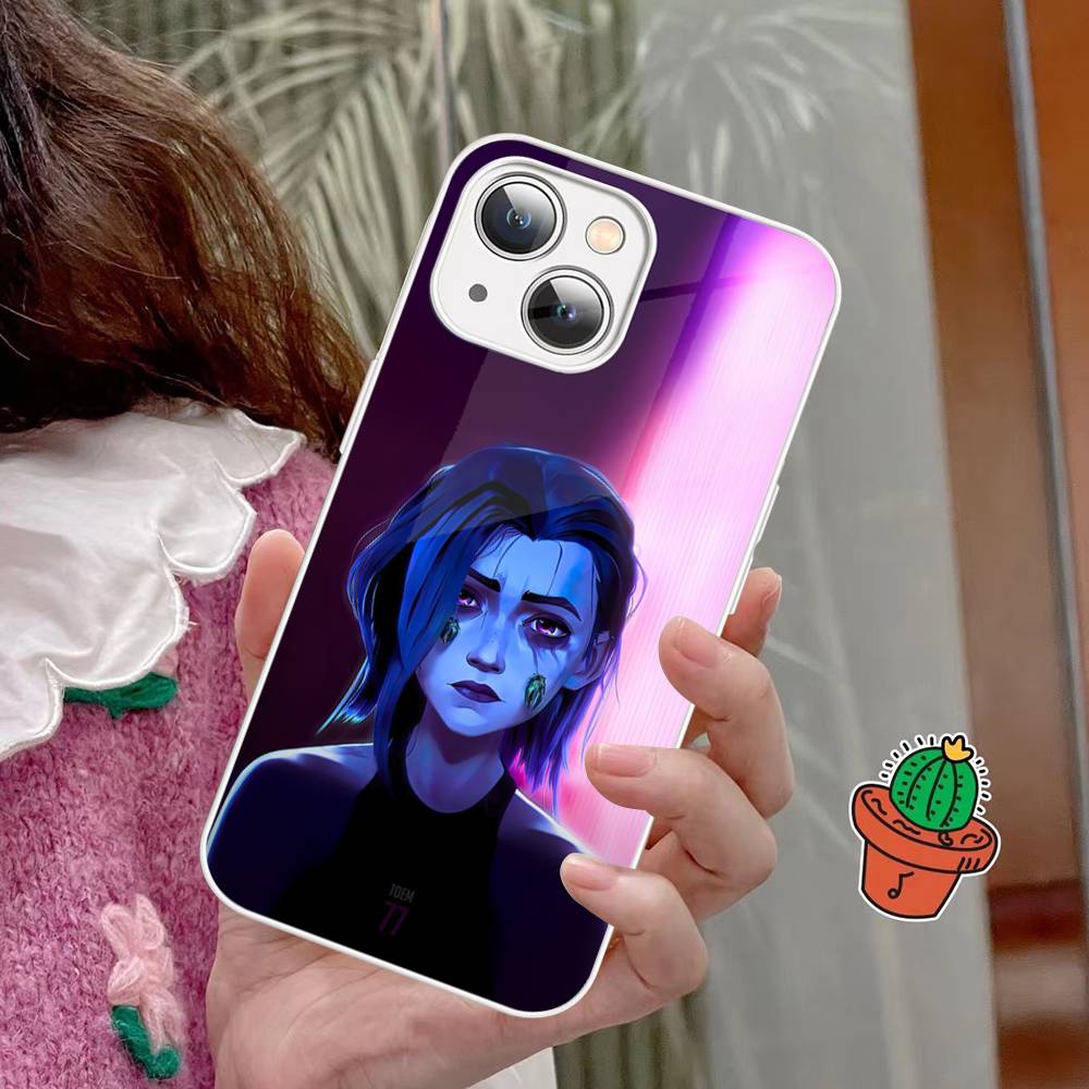 Arcane J-Jinx Anime Phone Case For IPhone 15 13 12 Mini 11 Pro XS Max X XR 14 Plus Tempered Glass Cover