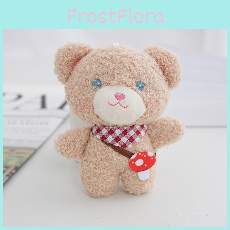 Adorable Plush Teddy Bear Cute Mushroom Bear Keychain Soft Stuffed Toy 12cm