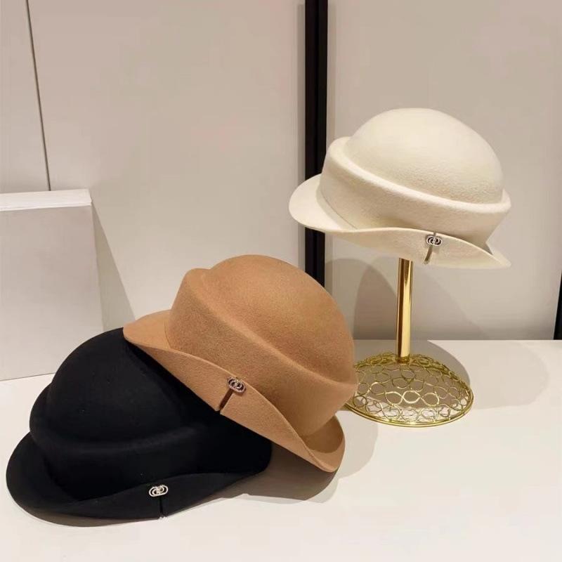 French Hepburn Style Flanged Hat Top Hat Children Autumn and Winter Bucket Hat Australian Wool Felt Hat Celebrity Style Top Hat Basin