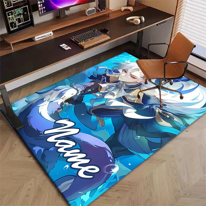 Custom Genshin Impact Mat Personalized Name, Polyester Washable Indoor Entryway Rug, Gift for Christmas, Easter, Thanksgiving Day