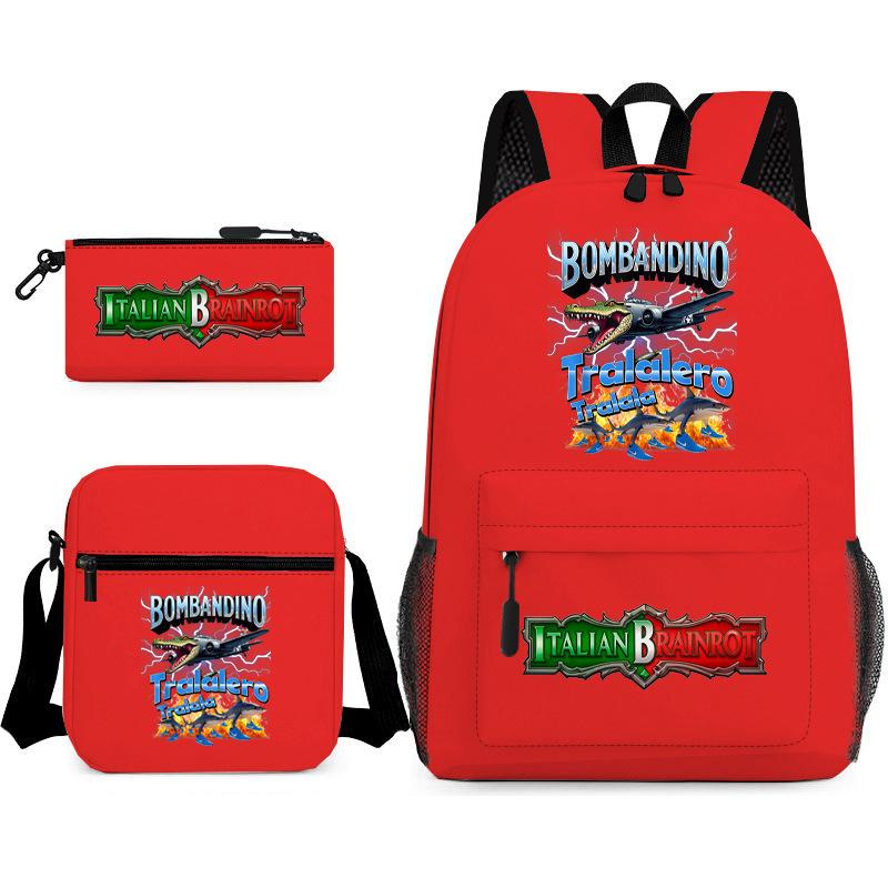 Tongtongsahur cartoon primary school students backpack three-piece set abstract foreign Shanhaijing children's schoolbag L