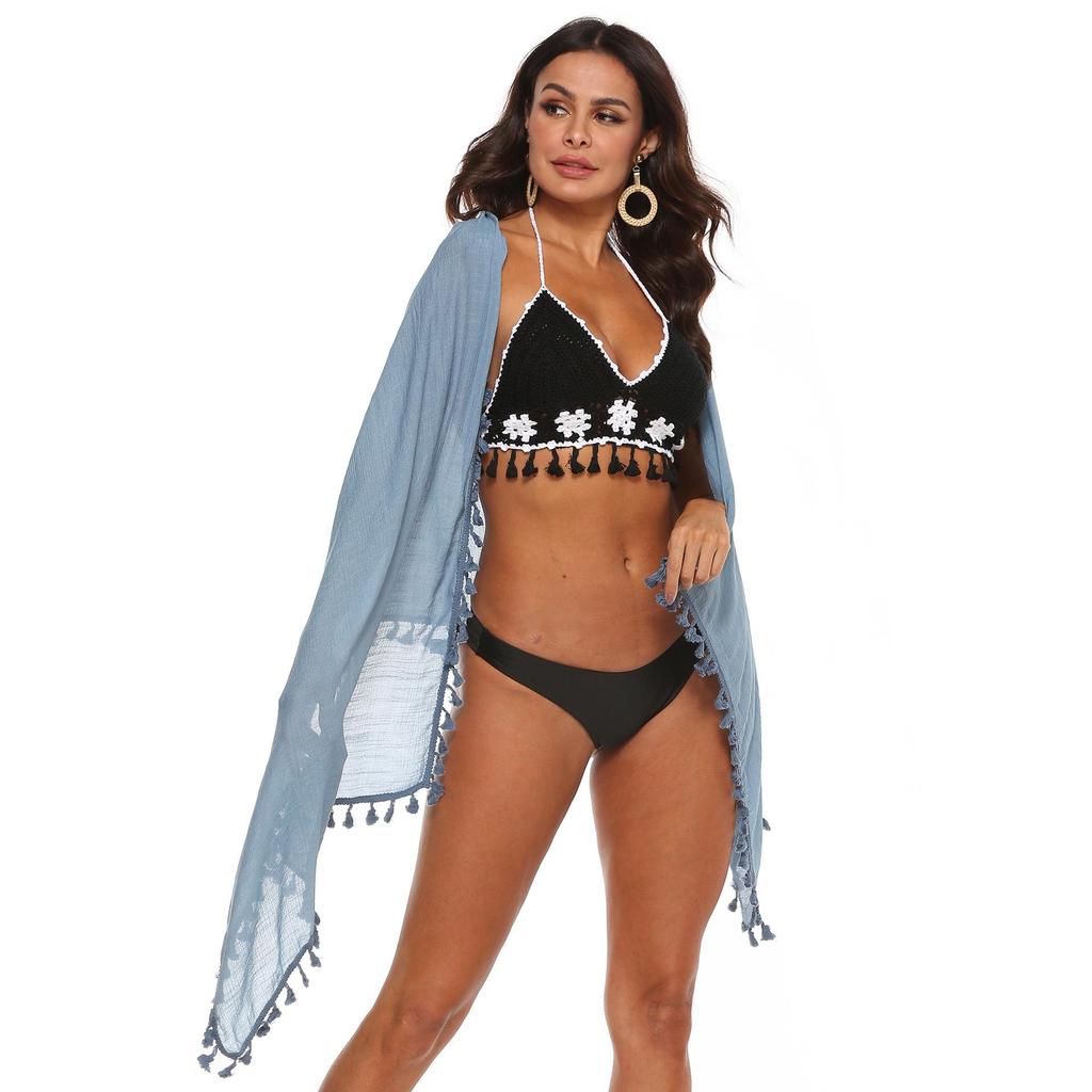 European American Women's Irregular Patchwork Tassel Beach Shawl Skirt