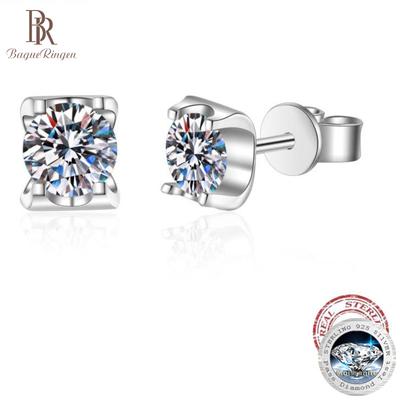 Orecchini in argento S925 con moissanite da 1 carato, testa di mucca, temperamento, orecchini da sposa semplici, regalo