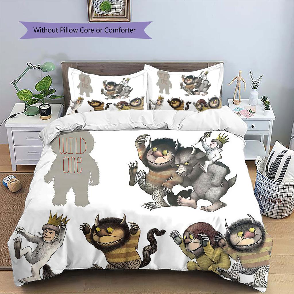 Where the Wild Things Are Pattern Bedding,Quilt Set Quilt Cover Pillowcase Home Birthday Gift(1 * duvet cover + 2 * pillowcase, without core)