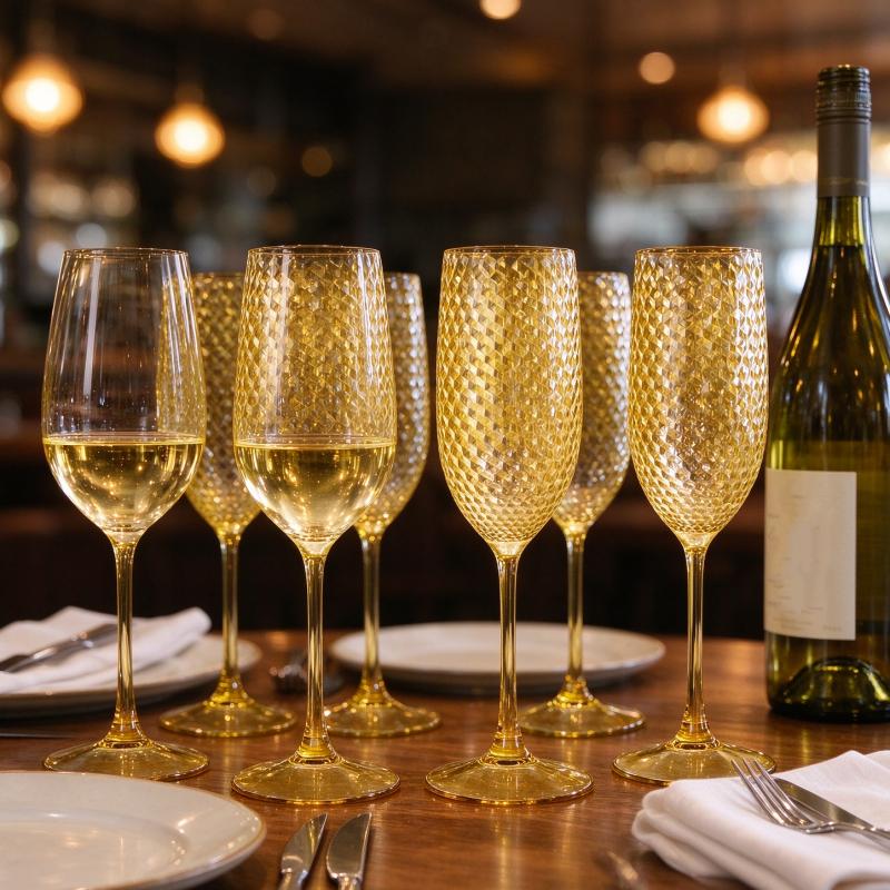 Lightweight Reusable PS Champagne Glasses 170/220ml Shatterproof Cocktail Goblets for Corporate Cocktail Party Event Supplies