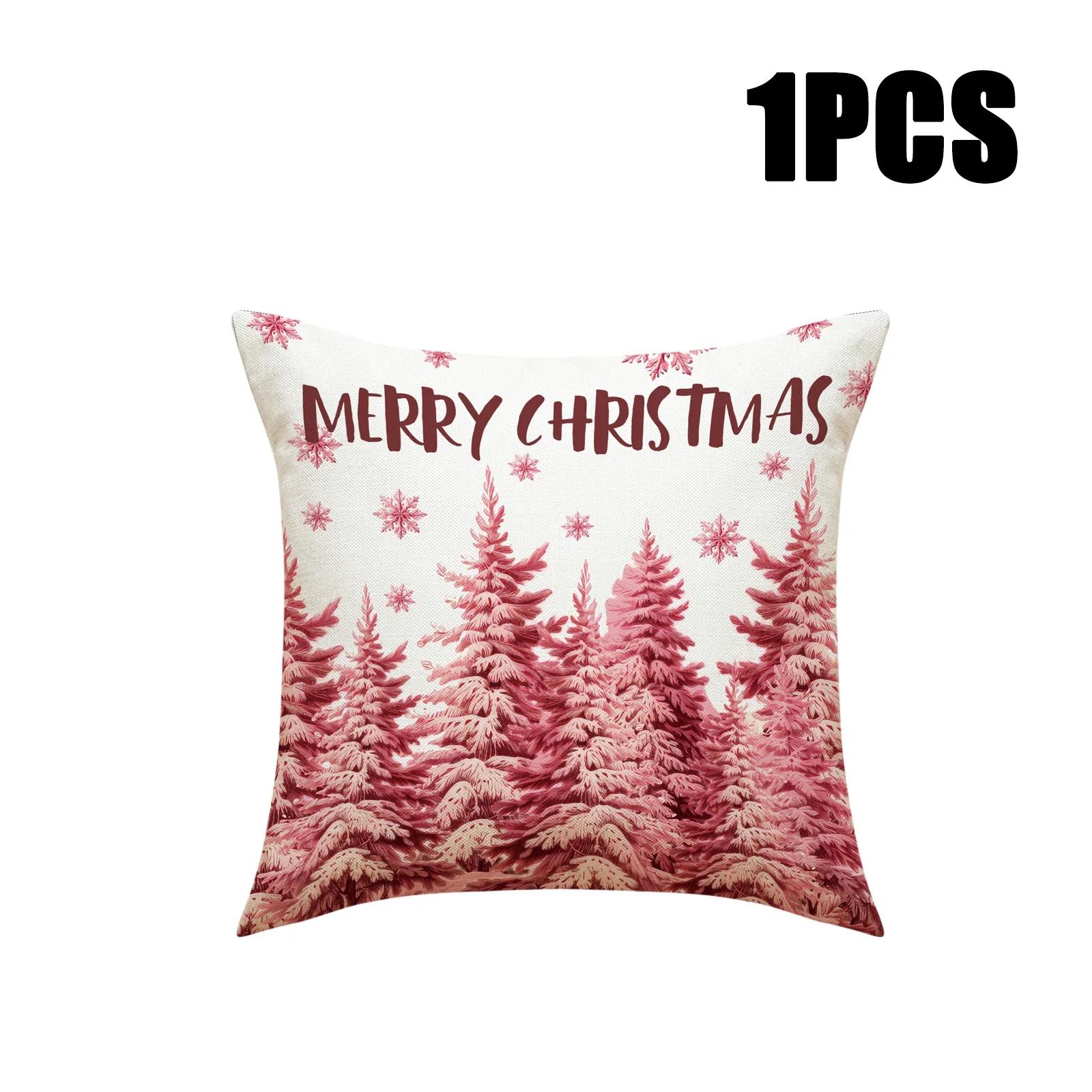 

4PCS Christmas Pillow Cover Pink Moose Pillow Cover Holiday Decoration Living Room Sofa Cushion Cover Cushion Cover 45X45cm
