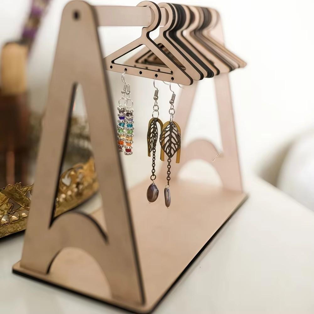 Wooden Earrings Holder Rack Hanging Hook Key Chain Jewelry Storage Rack Necklaces Trinket Hanger Jewelry Display Stand